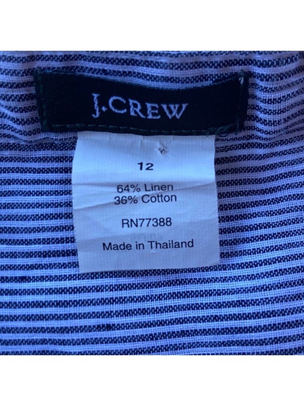 Linen Blend Striped Ruffle Front Blouse - Picture 5 of 5